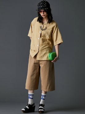 「GEVS.（ジェイヴィス）のアイテム（パンツ）」を使った、nissen Smile Modelsさん（レディース・163cm）の春コーディネート