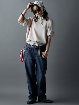 「GEVS.（ジェイヴィス）のアイテム（トップス）」を使った、nissen Smile Modelsさん（レディース・163cm）の春コーディネート