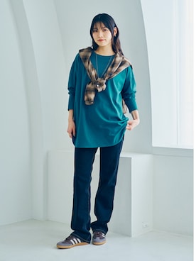 「アイテム（チュニック）」を使った、nissen Smile Modelsさん（レディース・167cm）の秋コーディネート