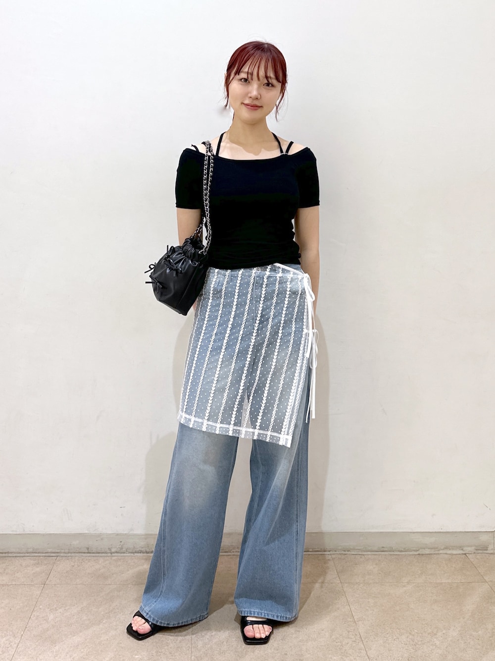 年中使えるスカートレイヤードデニムパンツ✨差別化デート女子会にも❤️ EZUMi｜ウォッシュドデニムレイヤードスカート