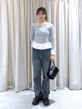 「FREE'S MART（フリーズマート）の[低身長サイズ・Lサイズあり］【5色展開】ストレートデニムパンツ[Sシリーズ]（デニムパンツ、ブルー系）」を使った、wakaさん（レディース・161cm）の春コーディネート