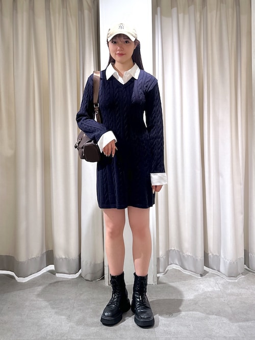 セール】◇レイヤード風ケーブルニットミニワンピース（ワンピース