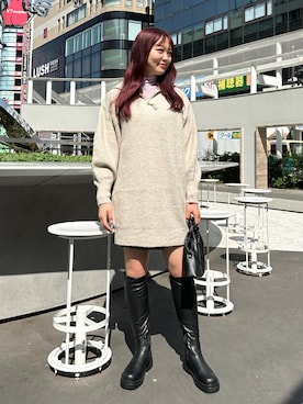 「ゆるニット」｜「アイテム（ワンピース/ドレス）」を使った、wakaさん（レディース・161cm）の秋コーディネート