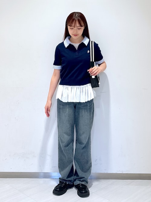 ニット セーター 衿付きレイヤード風半袖ポロニット レディース ◇衿付きレイヤード風半袖ポロニット（ニット/セーター