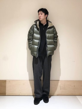 「URBAN RESEARCH DOORS（アーバンリサーチドアーズ）のウールブレンドネップワンタックパンツ（その他パンツ）」を使った、aisakuさん（メンズ・174cm）の冬コーディネート