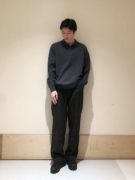「URBAN RESEARCH DOORS（アーバンリサーチドアーズ）のウールブレンドネップワンタックパンツ（その他パンツ）」を使った、aisakuさん（メンズ・174cm）の冬コーディネート
