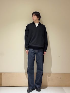 「URBAN RESEARCH DOORS（アーバンリサーチドアーズ）のTOMPKINS裏毛 スキッパースウェット（スウェット、ブラック系）」を使った、aisakuさん（メンズ・174cm）の春コーディネート
