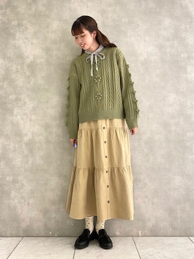 「ケーブルニット」｜「アイテム（その他シューズ）」を使った、moriさん（レディース・165cm）の秋コーディネート