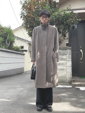 「アイテム（ステンカラーコート）」を使った、amakishiyokitareさん（メンズ・181cm）の秋コーディネート
