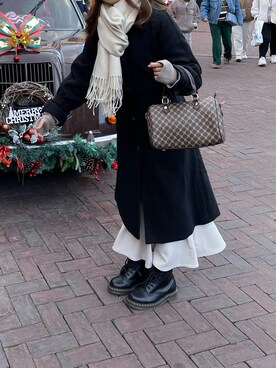 「JUNOAH（ジュノア）のアイテム（ステンカラーコート）」を使った、yukinaさん（レディース・158cm）の冬コーディネート