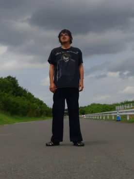 「古着のアイテム（Tシャツ/カットソー、ブラック系）」を使った、and5252さん（メンズ・171cm）の夏コーディネート