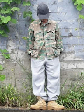 「GU（ジーユー）のアイテム（ファッション雑貨、グレー系）」を使った、and5252さん（メンズ・171cm）の夏コーディネート