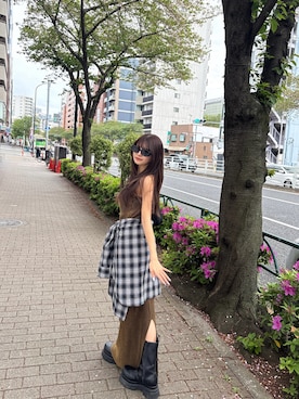 「MURUA（ムルーア）のレイヤードライクニットキャミワンピース（ワンピース、イエロー系）」を使った、juriさん（レディース・153cm）の春コーディネート