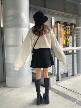 「MURUA（ムルーア）のアイテム（スウェット）」を使った、juriさん（レディース・153cm）の秋コーディネート