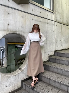 「アイテム（スカート、ベージュ系）」を使った、juriさん（レディース・153cm）の夏コーディネート