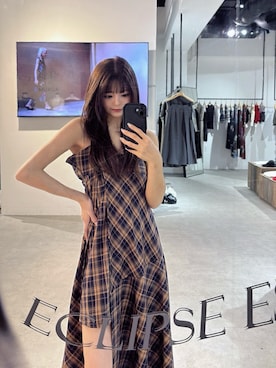 「MURUA（ムルーア）の2WAYキャミワンピース（ワンピース、オレンジ系）」を使った、juriさん（レディース・153cm）の冬コーディネート