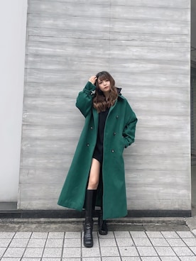 「MURUA（ムルーア）のアイテム（ステンカラーコート）」を使った、juriさん（レディース・153cm）の秋コーディネート