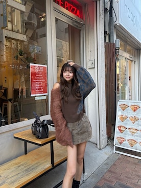 「MURUA（ムルーア）のアシメフクレジャガードニット（ニット/セーター）」を使った、juriさん（レディース・153cm）の秋コーディネート