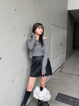 「MURUA（ムルーア）の【SET UP対応】ヴィンテージライクフェイクレザーミニスカート（スカート）」を使った、juriさん（レディース・153cm）の夏コーディネート