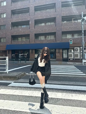 「MURUA（ムルーア）のロゴプレートブラトップ（キャミソール、ホワイト系）」を使った、juriさん（レディース・153cm）の春コーディネート
