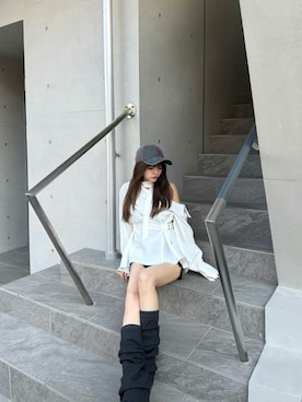 「MURUA（ムルーア）のボウタイワンショルブラウス（シャツ/ブラウス、ホワイト系）」を使った、juriさん（レディース・153cm）の春コーディネート