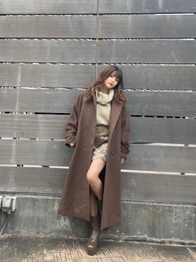 「MURUA（ムルーア）のアイテム（ステンカラーコート）」を使った、juriさん（レディース・153cm）の秋コーディネート