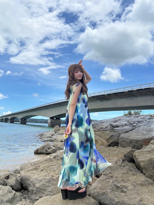 シェイドフラワーレイヤードワンピース（ワンピース）｜MURUA