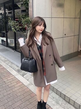 「MURUA（ムルーア）のアイテム（テーラードジャケット）」を使った、juriさん（レディース・153cm）の冬コーディネート