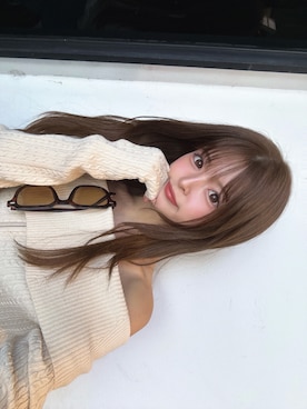 「MURUA（ムルーア）のオフショルダーケーブルニット（ニット/セーター、ホワイト系）」を使った、juriさん（レディース・153cm）の春コーディネート