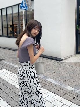 「MURUA（ムルーア）のバックスリットハイウエストマーメイドスカート（スカート）」を使った、juriさん（レディース・153cm）の夏コーディネート