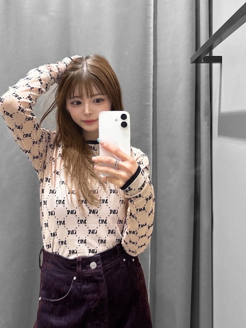 tシャツ フロッキーモノグラムシアートップス レディース MURUA tシャツ フロッキーモノグラムシアートップス レディース