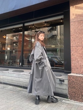 「MURUA（ムルーア）のアイテム（トレンチコート）」を使った、juriさん（レディース・153cm）の春コーディネート