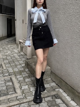 「MURUA（ムルーア）のアイテム（ブーツ）」を使った、juriさん（レディース・153cm）の秋コーディネート