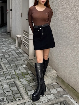「MURUA（ムルーア）のアイテム（ブーツ）」を使った、juriさん（レディース・153cm）の秋コーディネート