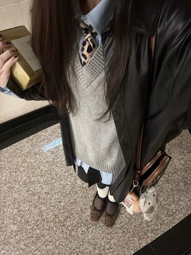 「アイテム（ライダースジャケット）」を使った、minervaさん（レディース・160cm）の冬コーディネート