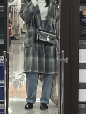 「しまむら（シマムラ）のアイテム（ジャケット/アウター、グレー系）」を使った、honokaさん（レディース・161cm）の冬コーディネート