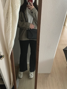 「無印良品（ムジルシリョウヒン）のアイテム（トップス、ホワイト系）」を使った、honokaさん（レディース・161cm）の春コーディネート