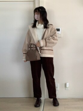 「Lugnoncure（ルノンキュール）のアイテム（ニット/セーター、ホワイト系）」を使った、honokaさん（レディース・161cm）の冬コーディネート