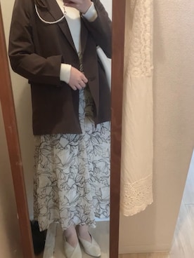 「OLIVE des OLIVE（オリーブデオリーブ）のアイテム（ニット/セーター、ホワイト系）」を使った、honokaさん（レディース・161cm）の秋コーディネート