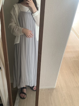 「しまむら（シマムラ）のアイテム（ワンピース/ドレス、ブルー系）」を使った、honokaさん（レディース・161cm）の夏コーディネート