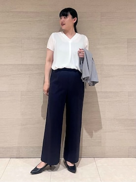 「アイテム（スーツジャケット、グレー系）」を使った、hasuさん（レディース・159cm）の春コーディネート