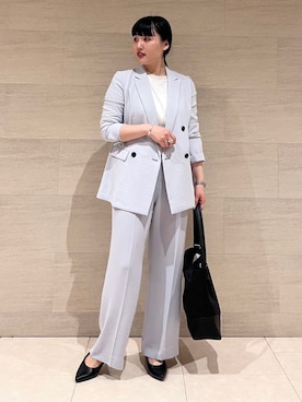 「アイテム（スーツジャケット、グレー系）」を使った、hasuさん（レディース・159cm）の春コーディネート