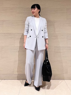 「アイテム（スーツジャケット、グレー系）」を使った、hasuさん（レディース・159cm）の春コーディネート
