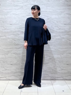 「アイテム（スーツジャケット、ブルー系）」を使った、hasuさん（レディース・159cm）の冬コーディネート