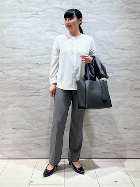 「アイテム（スーツジャケット、グレー系）」を使った、hasuさん（レディース・159cm）の春コーディネート