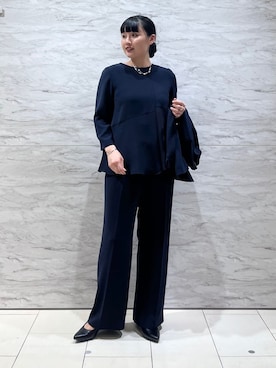 「アイテム（スーツジャケット、ブルー系）」を使った、hasuさん（レディース・159cm）の冬コーディネート