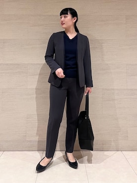「アイテム（スーツジャケット、グレー系）」を使った、hasuさん（レディース・159cm）の春コーディネート