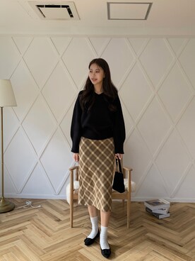 「韓国スタイル」｜「アイテム（パンプス）」を使った、enoさん（レディース・165cm）の冬コーディネート