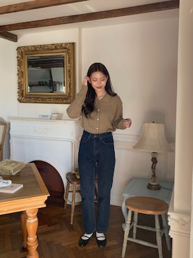 「韓国コーデ」｜「アイテム（バレエシューズ）」を使った、enoさん（レディース・165cm）の冬コーディネート
