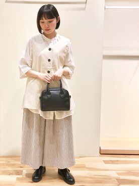 「ロングベスト」｜「アイテム（その他アウター）」を使った、つしま☺︎さん（レディース・153cm）の春コーディネート